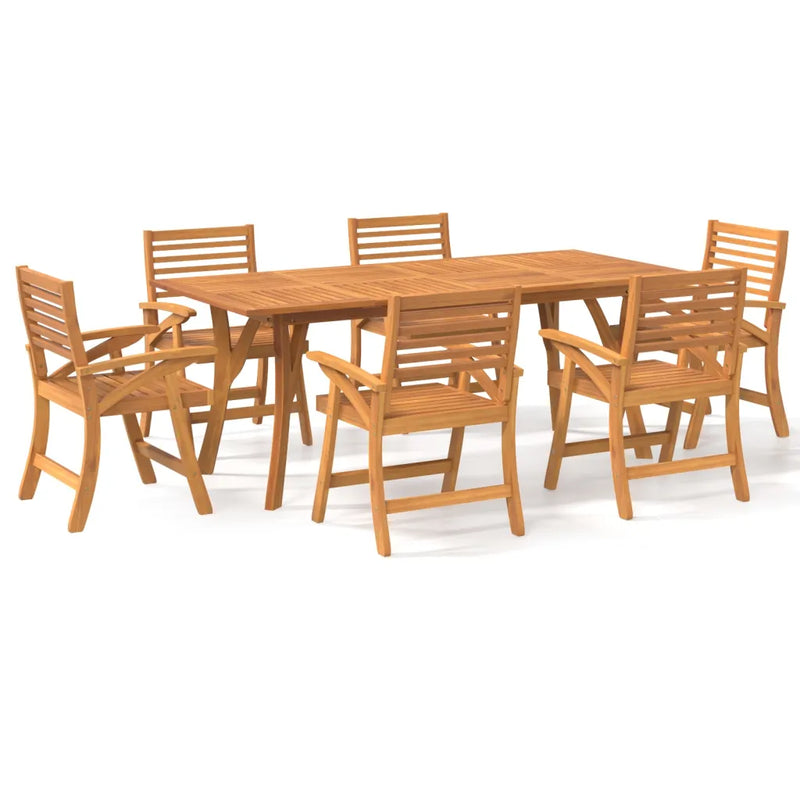 7 Piece Garden Dining Set Solid Wood Acacia