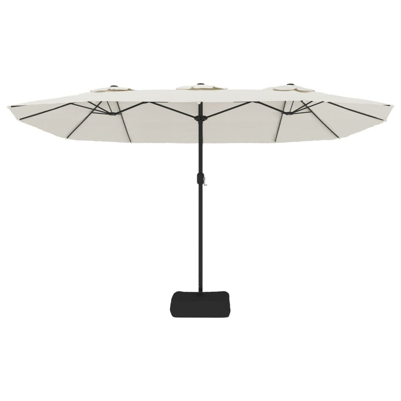 vidaXL Double-Head Garden Parasol with LEDs Sand White 449x265 cm