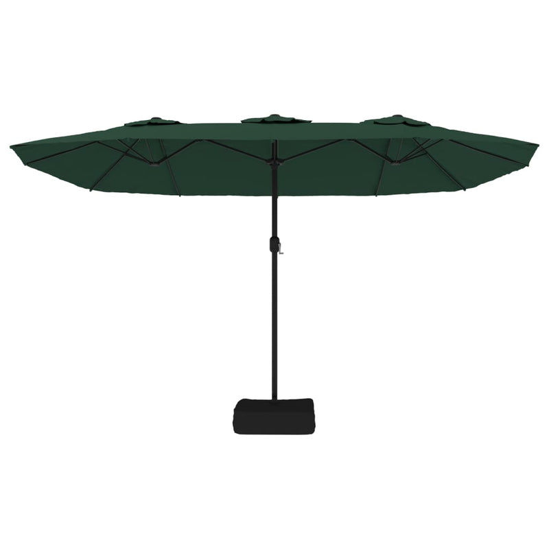 vidaXL Double-Head Garden Parasol with LEDs Green 449x265 cm