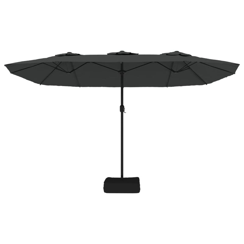 vidaXL Double-Head Garden Parasol with LEDs Anthracite 449x265 cm