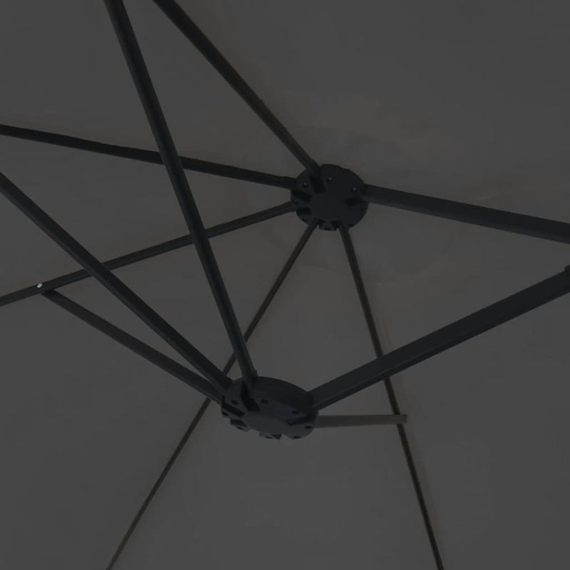 vidaXL Double-Head Garden Parasol with LEDs Anthracite 449x265 cm