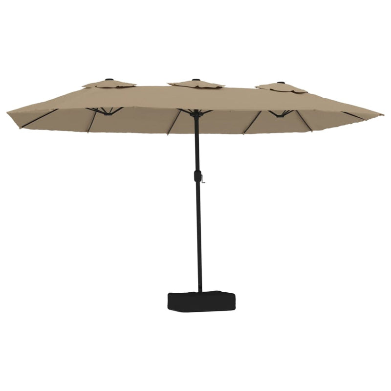 vidaXL Double-Head Garden Parasol with LEDs Taupe 449x265 cm