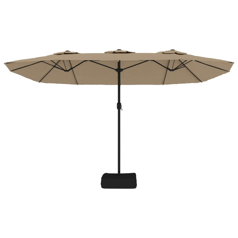 vidaXL Double-Head Garden Parasol with LEDs Taupe 449x265 cm