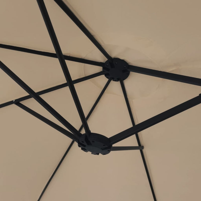 vidaXL Double-Head Garden Parasol with LEDs Taupe 449x265 cm