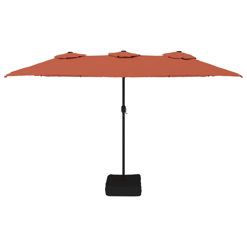 vidaXL Double-Head Garden Parasol with LEDs Terracotta 449x265 cm