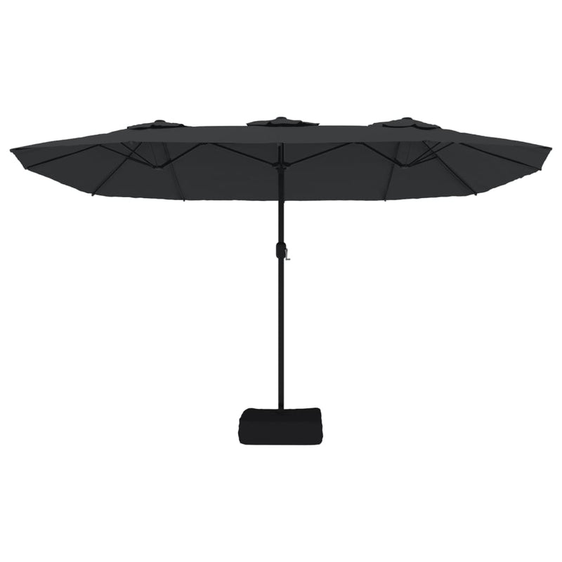vidaXL Double-Head Garden Parasol with LEDs Black 449x265 cm