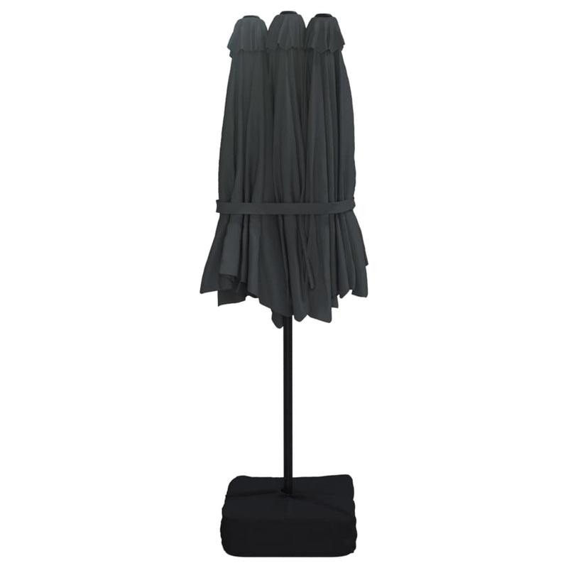 vidaXL Double-Head Garden Parasol with LEDs Black 449x265 cm