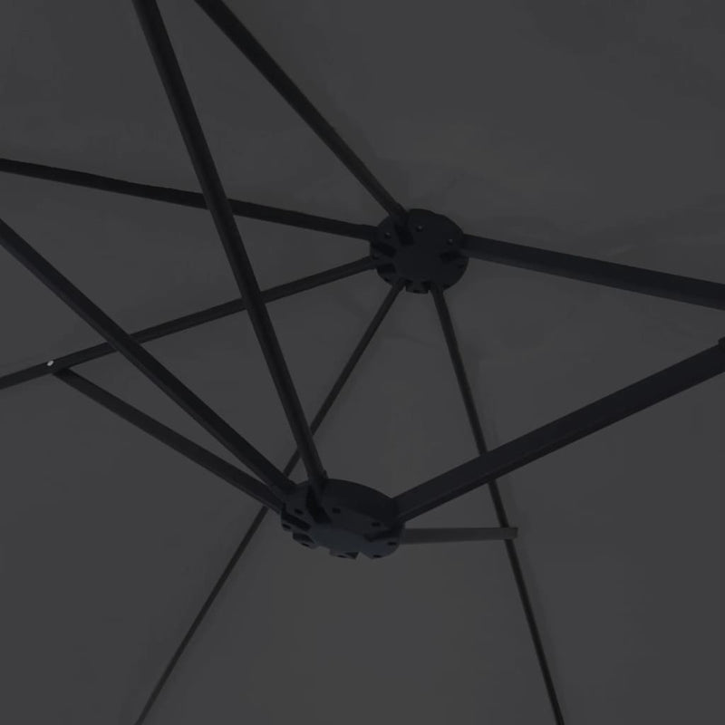 vidaXL Double-Head Garden Parasol with LEDs Black 449x265 cm