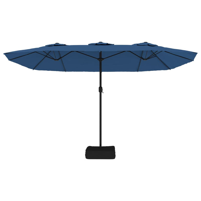 vidaXL Double-Head Garden Parasol with LEDs Azure Blue 449x265 cm