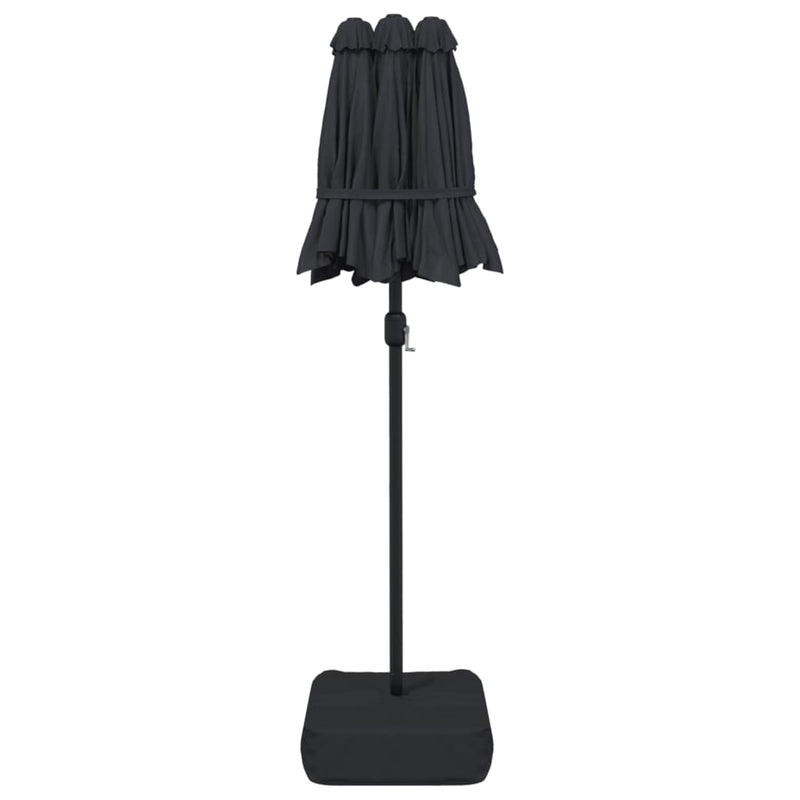 vidaXL Double-Head Garden Parasol Black 316x145 cm