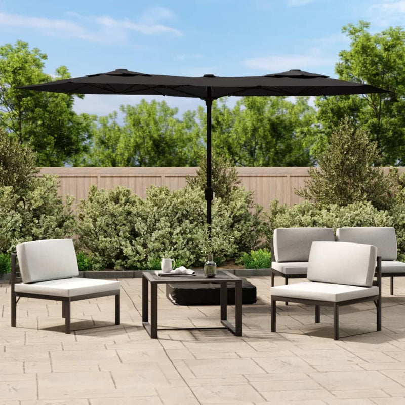 vidaXL Double-Head Garden Parasol Black 316x145 cm