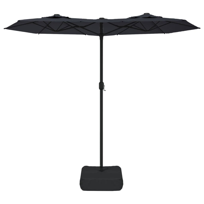 vidaXL Double-Head Garden Parasol with LEDs Black 316x145 cm
