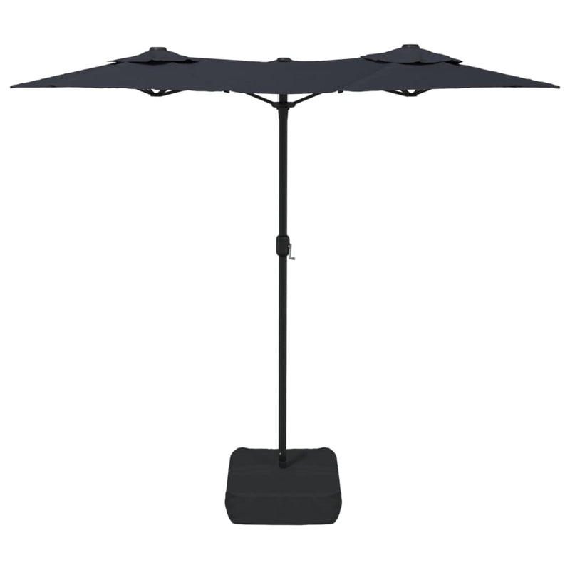 vidaXL Double-Head Garden Parasol with LEDs Black 316x145 cm