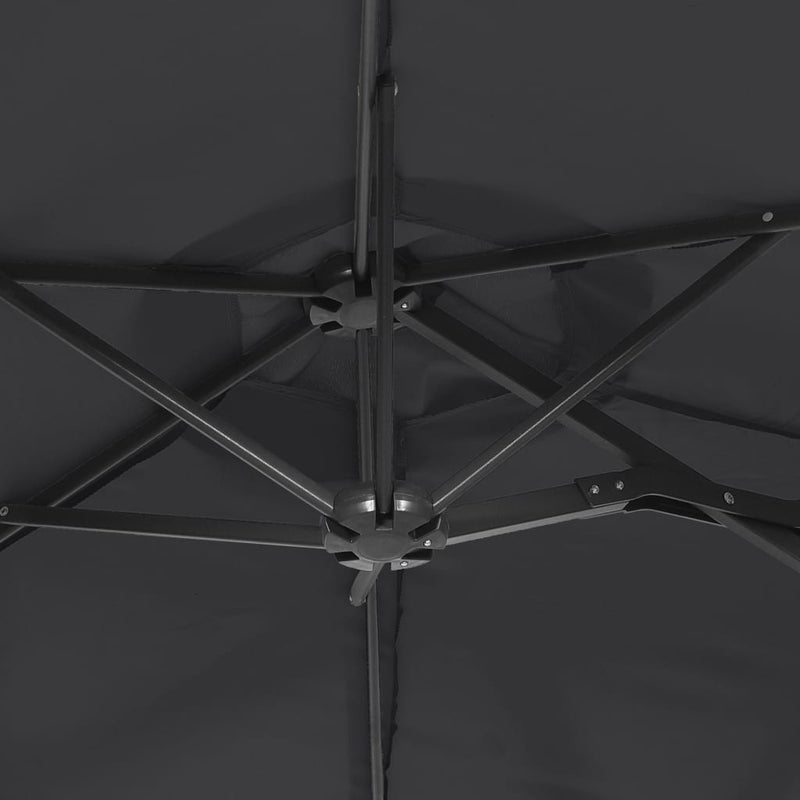 vidaXL Double-Head Garden Parasol with LEDs Black 316x145 cm