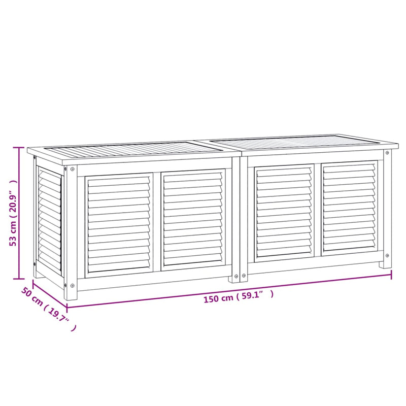 Garden Storage Box with Bag 150x50x53 cm Solid Wood Teak