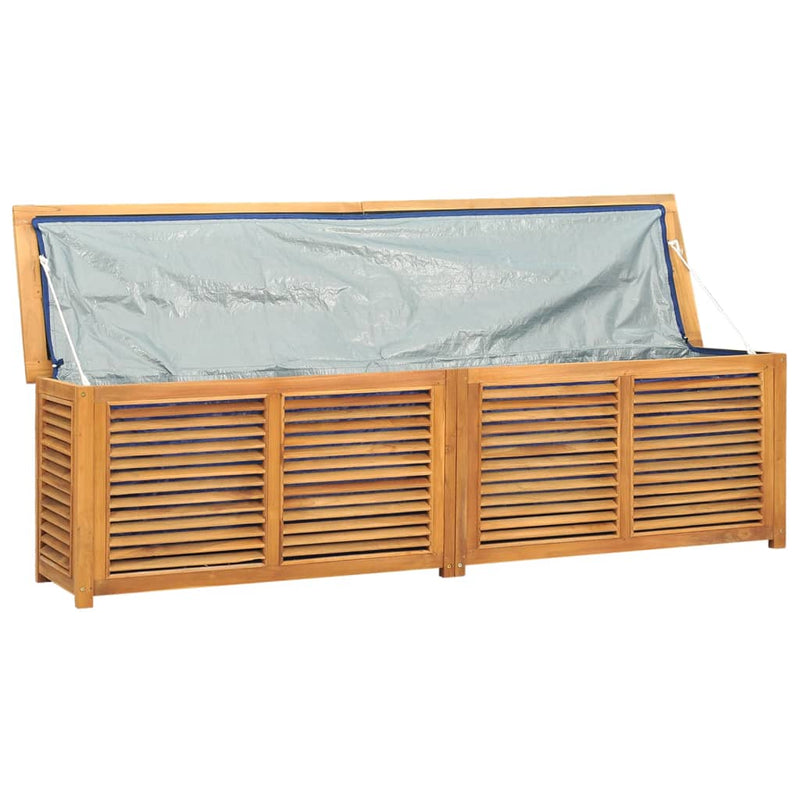 Garden Storage Box with Bag 200x50x53 cm Solid Wood Teak