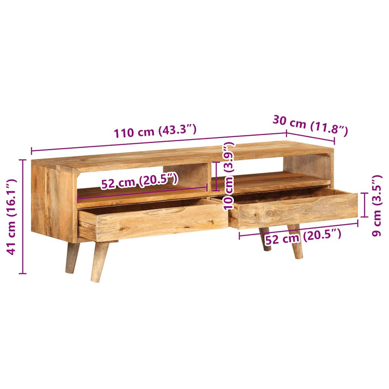 vidaXL TV Cabinet 110x30x41 cm Solid Wood Mango