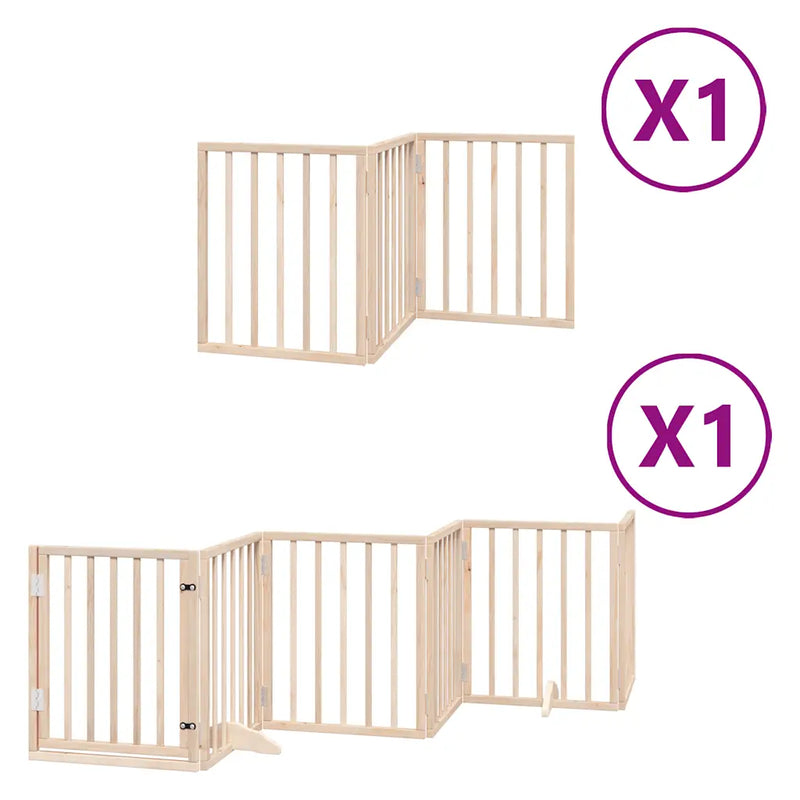 Dog Gate with Door Foldable 9 Panels 450 cm Poplar Wood