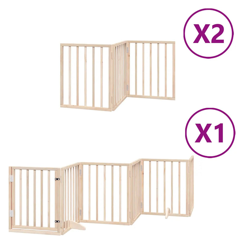 Dog Gate with Door Foldable 12 Panels 600 cm Poplar Wood