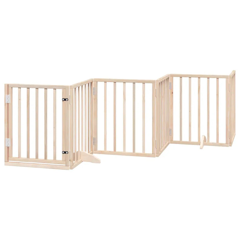 Dog Gate with Door Foldable 12 Panels 600 cm Poplar Wood