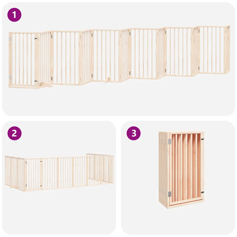 Dog Gate with Door Foldable 12 Panels 600 cm Poplar Wood