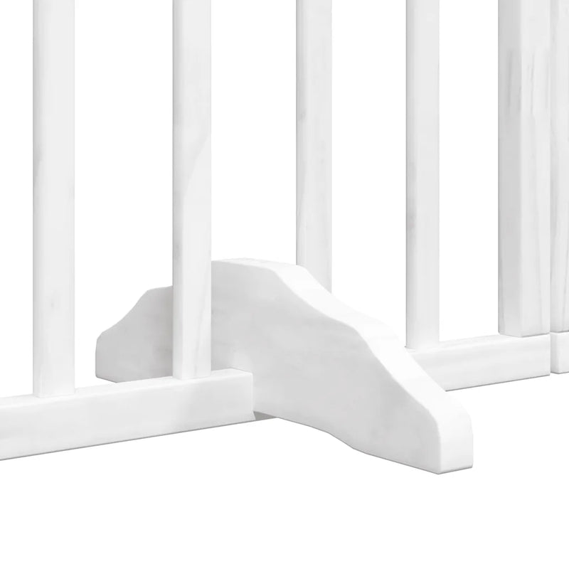 Dog Gate with Door Foldable 9 Panels White 450 cm Poplar Wood