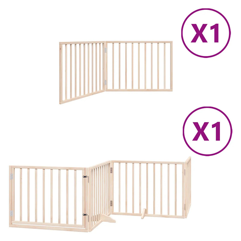 Dog Gate with Door Foldable 6 Panels 480 cm Poplar Wood