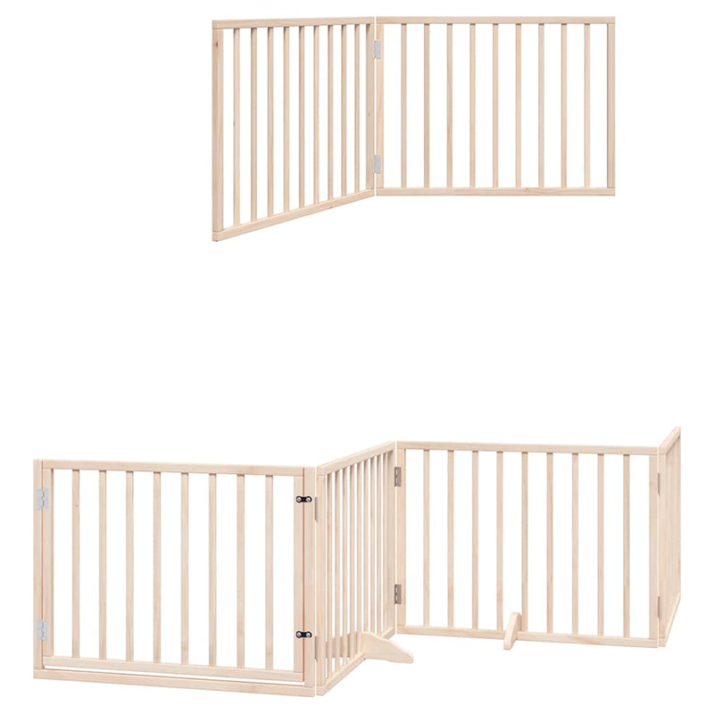 Dog Gate with Door Foldable 6 Panels 480 cm Poplar Wood