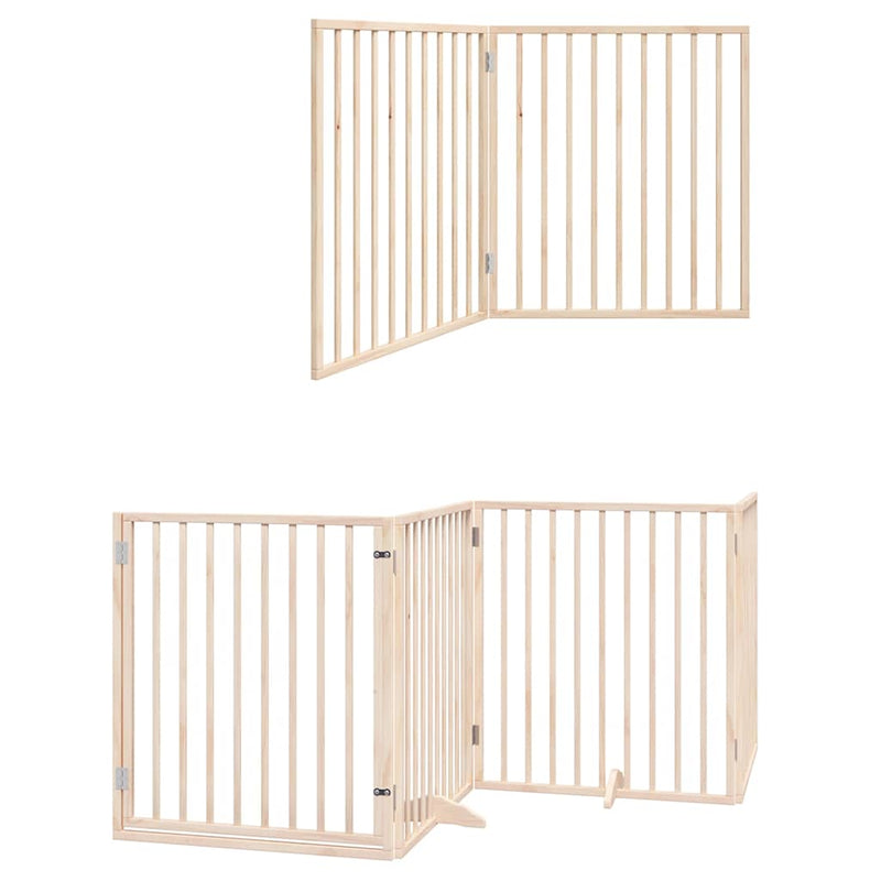 Dog Gate with Door Foldable 6 Panels 480 cm Poplar Wood