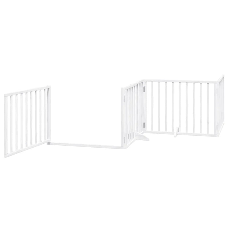 Dog Gate with Door Foldable 6 Panels White 480 cm Poplar Wood