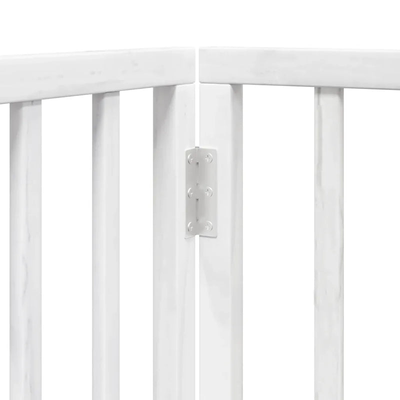 Dog Gate with Door Foldable 6 Panels White 480 cm Poplar Wood