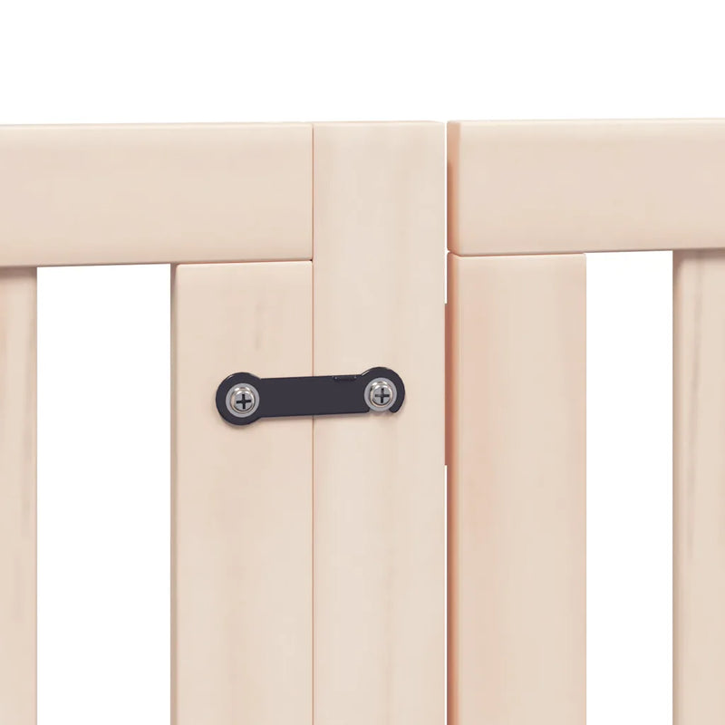 Dog Gate with Door Foldable 9 Panels 450 cm Poplar Wood