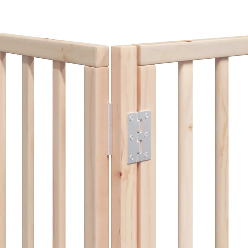 Dog Gate with Door Foldable 9 Panels 450 cm Poplar Wood