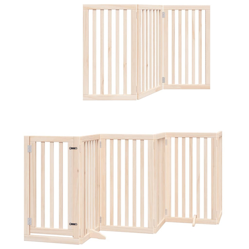 Dog Gate with Door Foldable 9 Panels 450 cm Poplar Wood