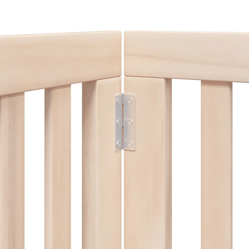 Dog Gate with Door Foldable 9 Panels 450 cm Poplar Wood