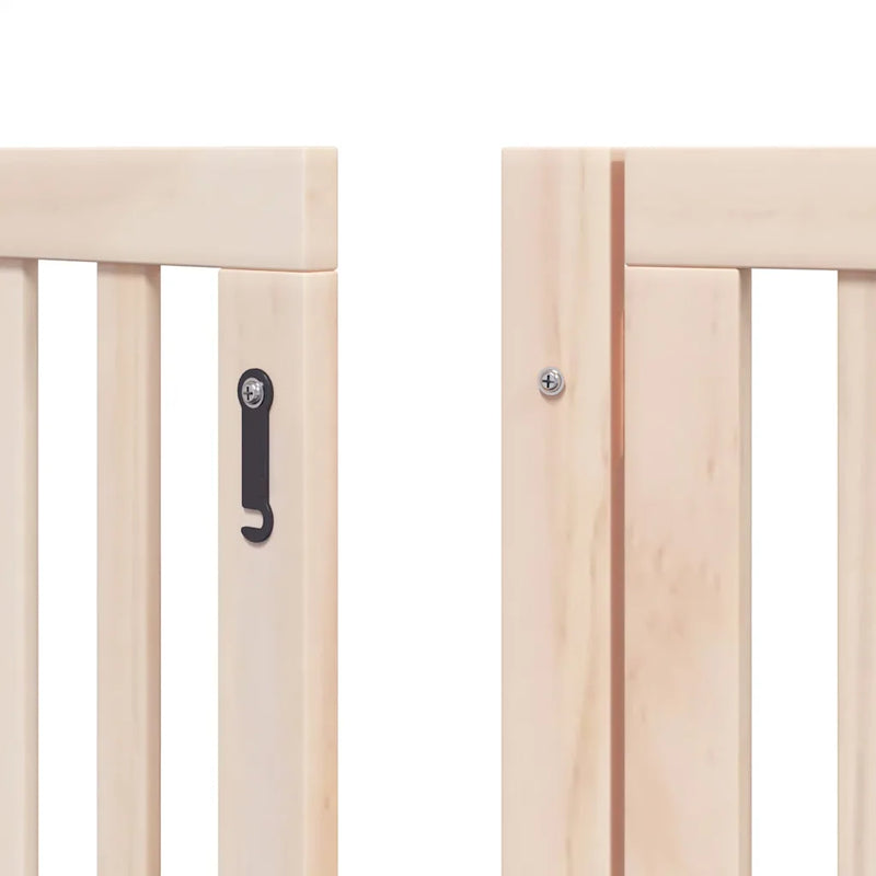 Dog Gate with Door Foldable 9 Panels 450 cm Poplar Wood