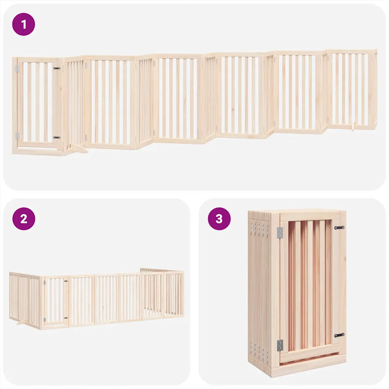 Dog Gate with Door Foldable 12 Panels 600 cm Poplar Wood