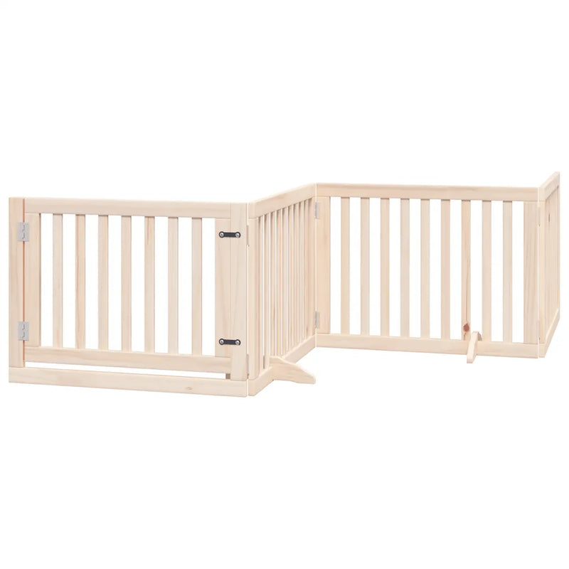 Dog Gate with Door Foldable 6 Panels 480 cm Poplar Wood