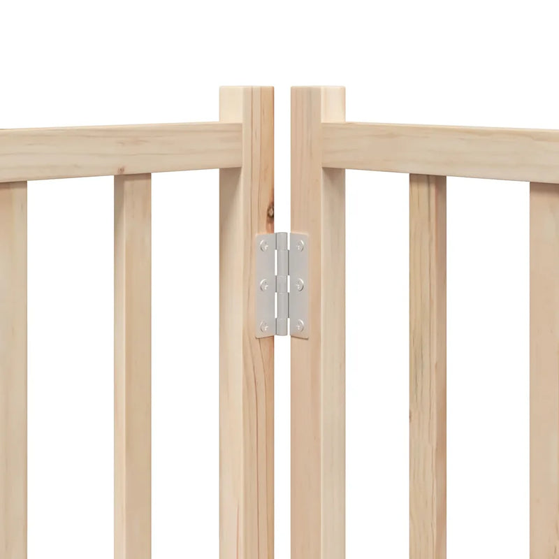 Dog Gate with Door Foldable 9 Panels 450 cm Poplar Wood