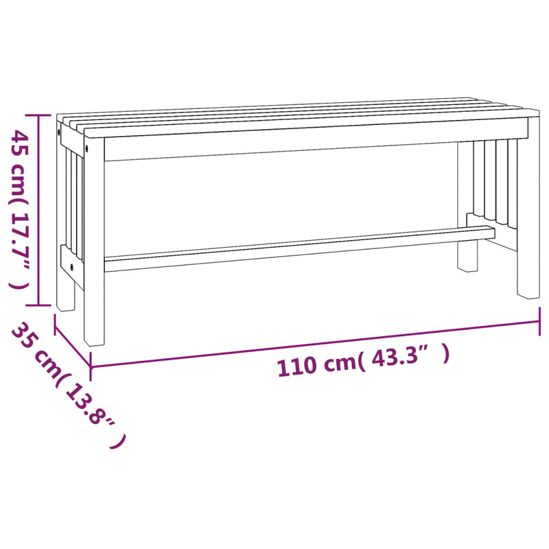 vidaXL Garden Bench 110 cm Solid Wood Eucalyptus