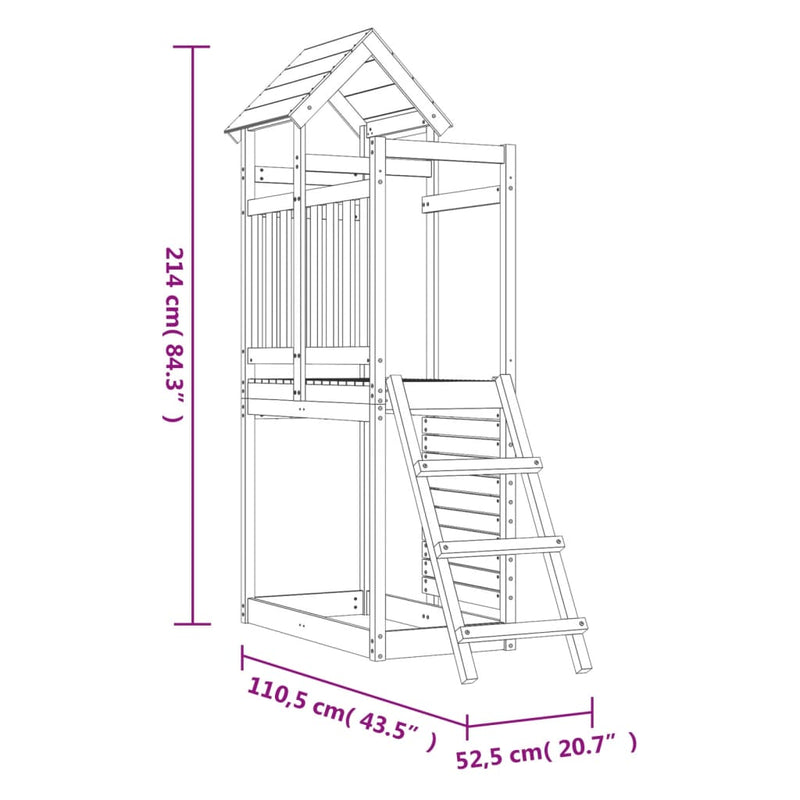 vidaXL Outdoor Playset 52.5x110.5x214 cm Solid Wood Douglas