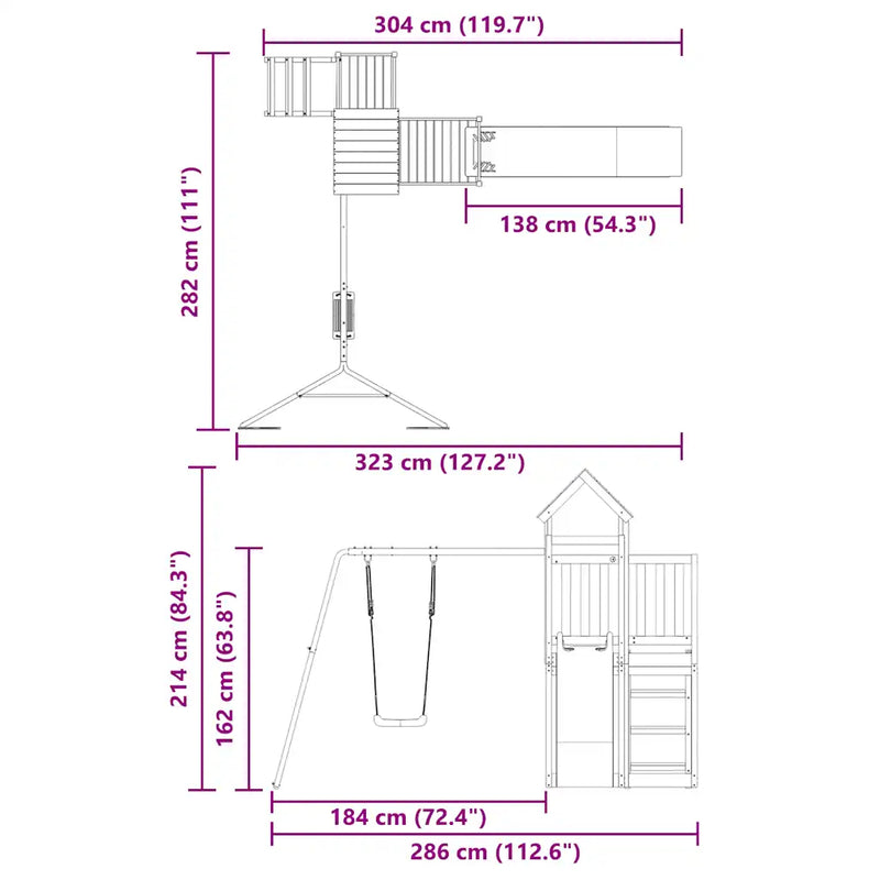 Outdoor Playset Solid Wood Pine