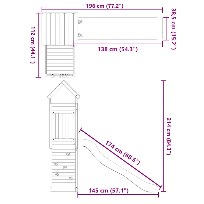 Outdoor Playset Solid Wood Pine