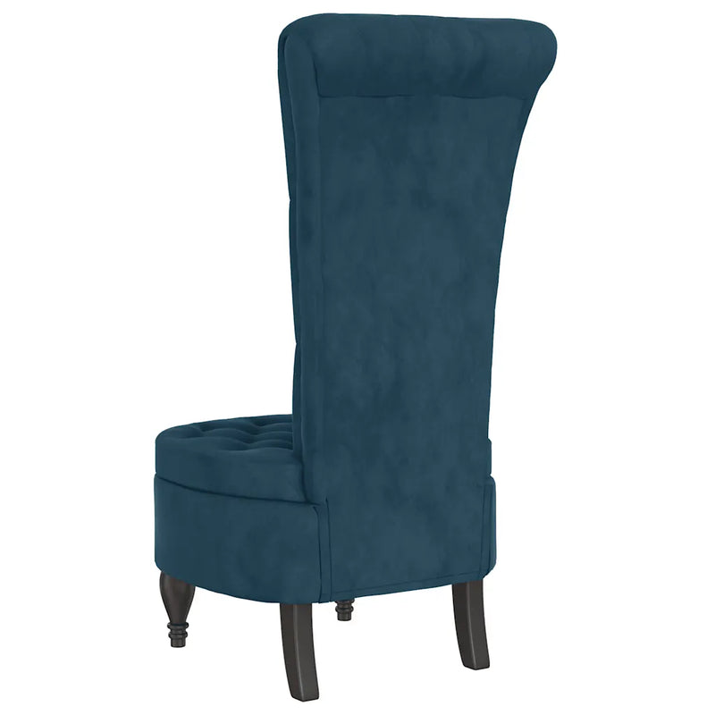High Back Chair Blue Velvet Button Design