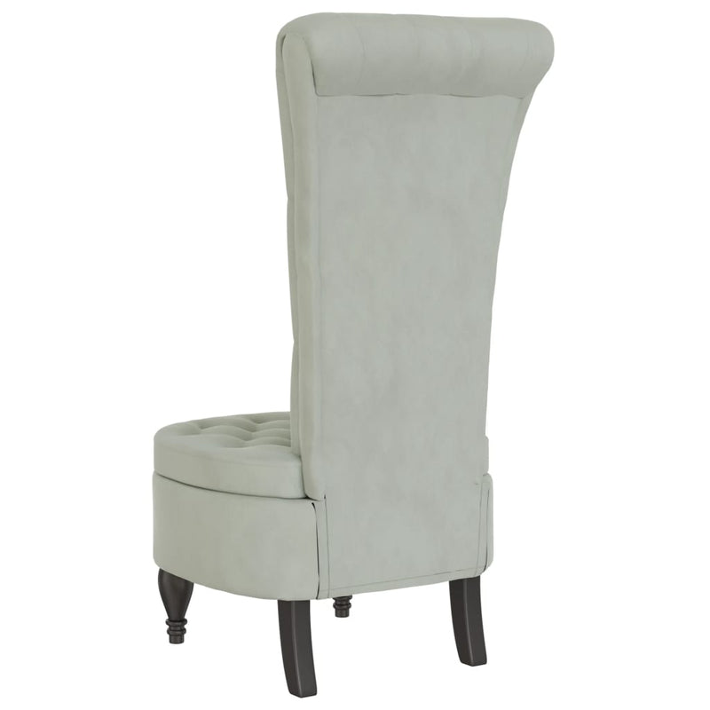 vidaXL High Back Chair Light Grey Velvet Button Design