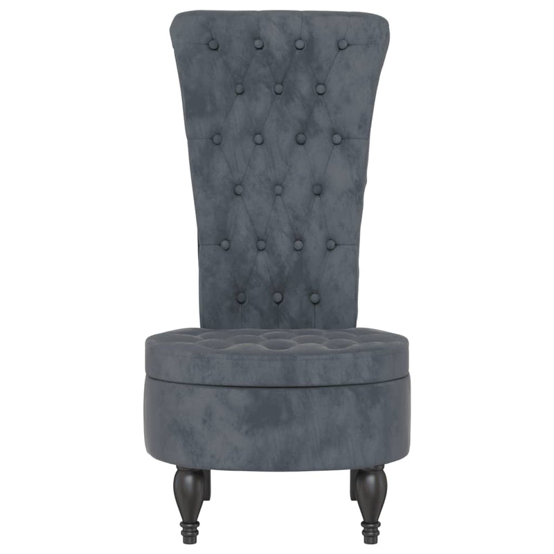 vidaXL High Back Chair Dark Grey Velvet Button Design