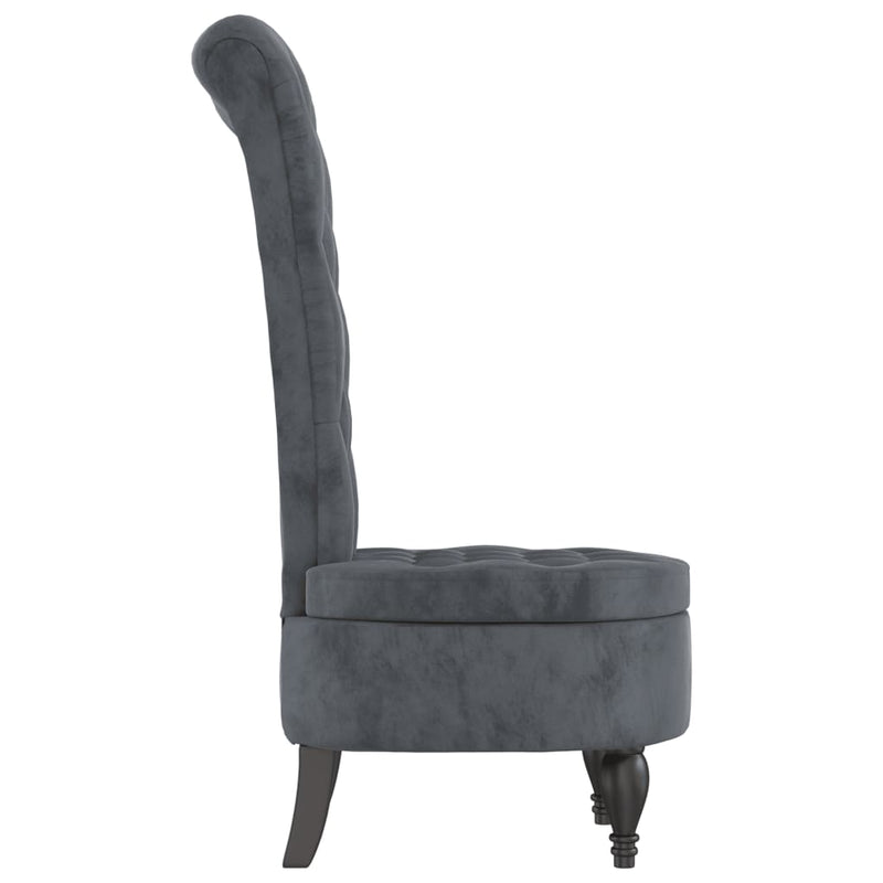 vidaXL High Back Chair Dark Grey Velvet Button Design