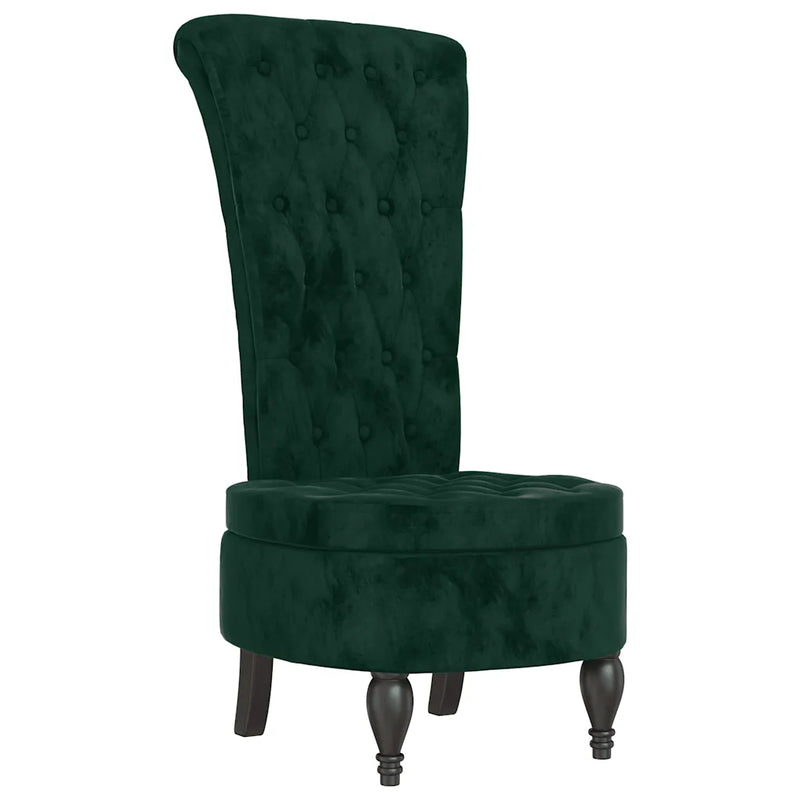 High Back Chair Dark Green Velvet Button Design