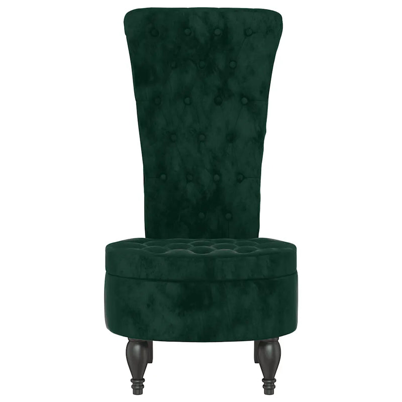 High Back Chair Dark Green Velvet Button Design