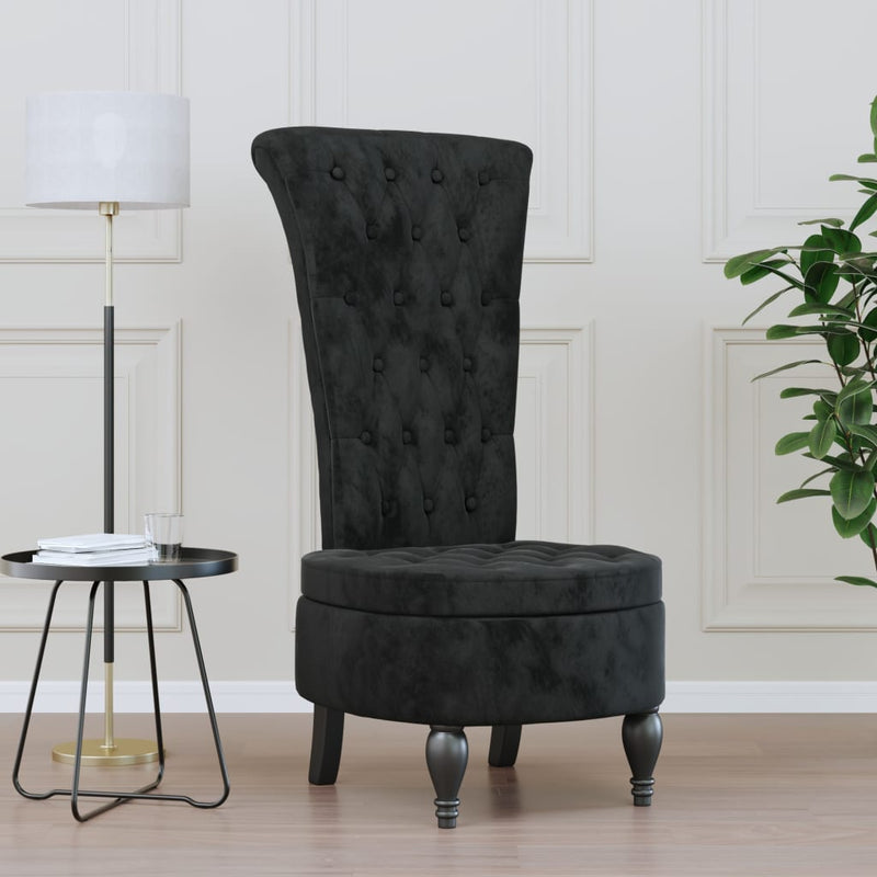 vidaXL High Back Chair Black Velvet Button Design